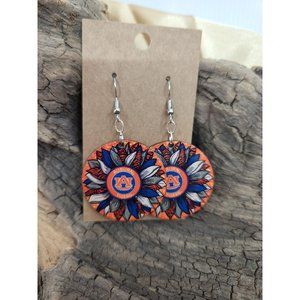 Handcrafted sublimation Earrings, round with solid color back.